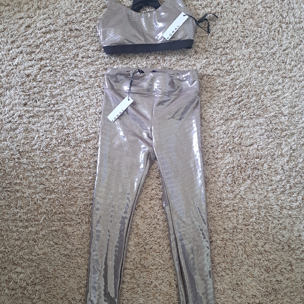 Koral Luatrous Tax Glaze High Rise Workout Set Brown/silver